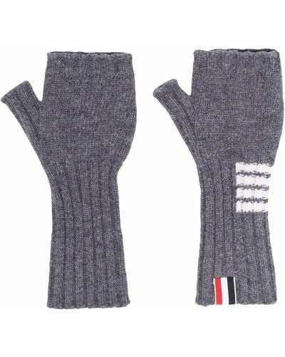 Thom Browne Rwb Stripe Fingerless Gloves - Gray