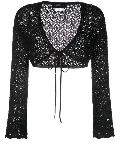 Loulou Crystal-embellished Knit Top - Black