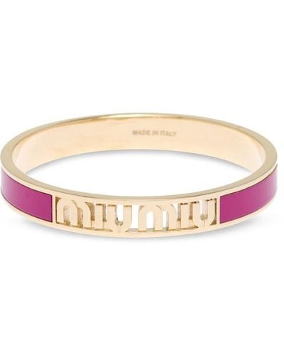 Miu Miu Cut-out Logo Enamelled Bracelet - Pink