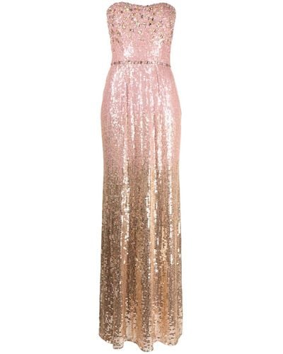 Jenny Packham Midnight Embellished Strapless Gown - Pink