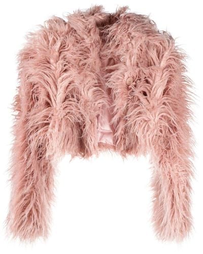 Cult Gaia Adda Cropped Faux-fur Jacket - Pink