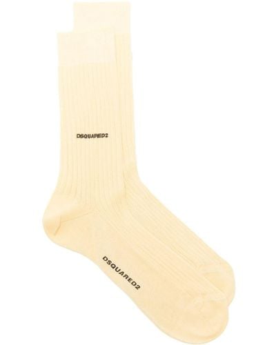 DSquared² Ribbed Cotton Crew Socks - Natural
