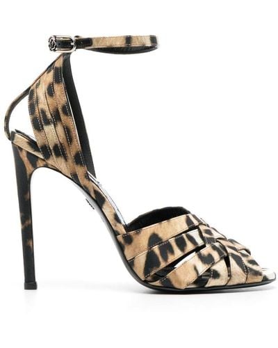 Roberto Cavalli Leopard-print Leather Sandals - Metallic