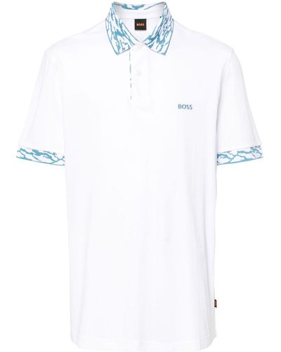 BOSS Embroidered-logo Piqué Polo Shirt - White