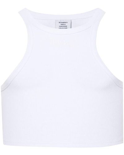 Vetements Logo-embroidered Tank Top - White