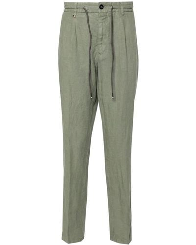 BOSS Pantalon en lin à lien de resserrage - Vert