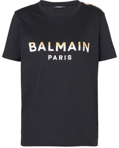 Balmain T-shirt à boutons Paris - Noir