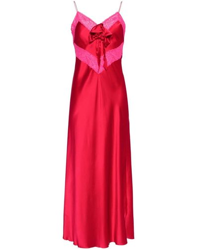 LoveShackFancy Serita Silk Midi Slip Dress - Red
