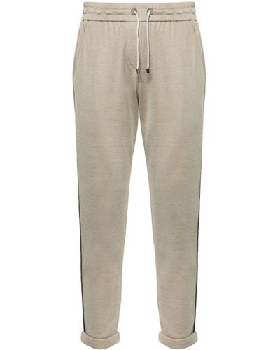 Brunello Cucinelli Bead-trim Cropped Track Pants - Natural