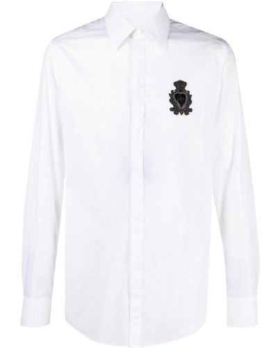 Dolce & Gabbana Chemise en coton à patch logo - Blanc