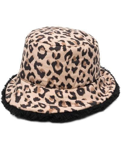 Yves Salomon Leopard-print Bucket Hat - Natural