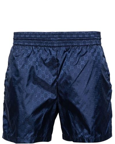 Gucci GG-jacquard Swim Shorts - Blue