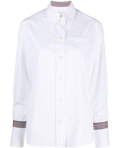 Paul Smith Stripe-trim Long-sleeve Shirt - White