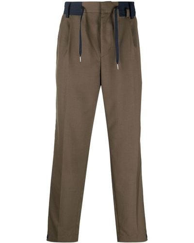 Sacai Contrast-trim Drawstring Suit Pants - Brown