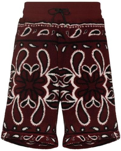 Amiri Bandana Print Fleece Track Shorts - Red
