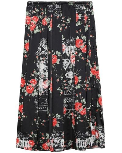 Simone Rocha Floral-print Pleated Skirt - Black