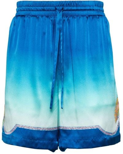 Casablancabrand Ombré Mosaic Silk Shorts - Blue