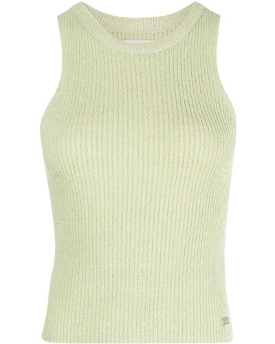 Izzue Logo-plaque Ribbed Tank Top - Yellow