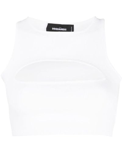 DSquared² Haut crop à design sans manches - Blanc