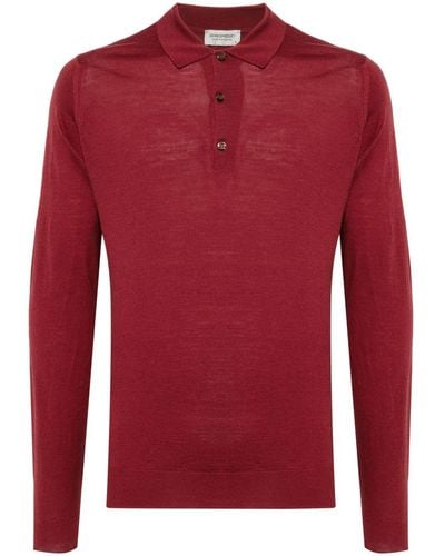 John Smedley Langärmeliges Poloshirt - Rot