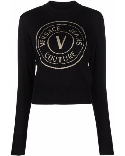 Versace メタリックニット セーター - ブラック