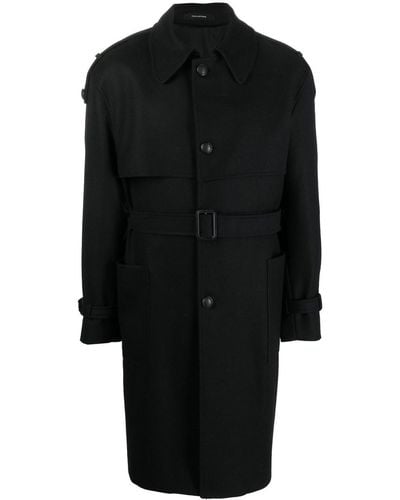 Tagliatore Belted Trench Coat - Black