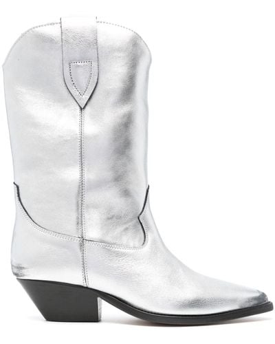 Isabel Marant 55mm Metallic-finish Leather Boots - White