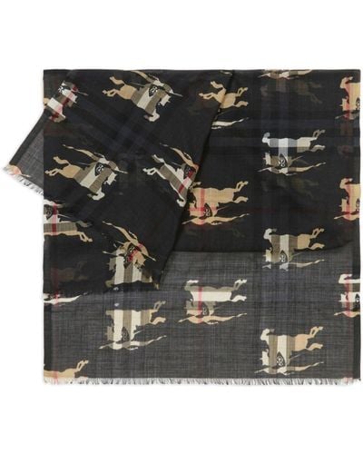 Burberry Sjaal Met Print - Zwart