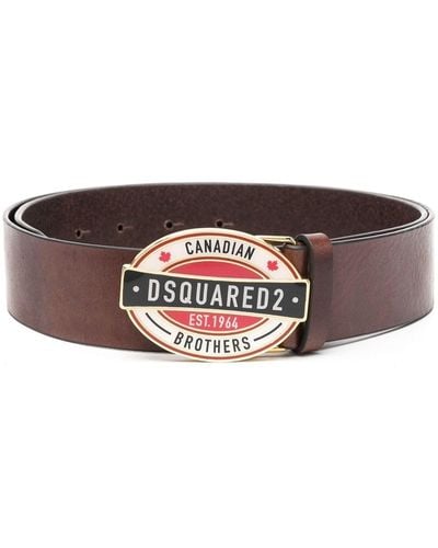 DSquared² Logo-buckle Leather Belt - Brown