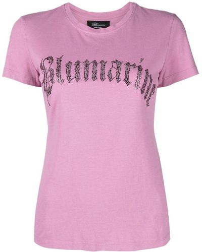 Blumarine Logo Crew-neck Cotton T-shirt - Pink