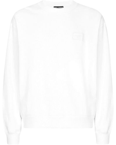 Dolce & Gabbana Logo-appliqué Cotton Sweatshirt - White