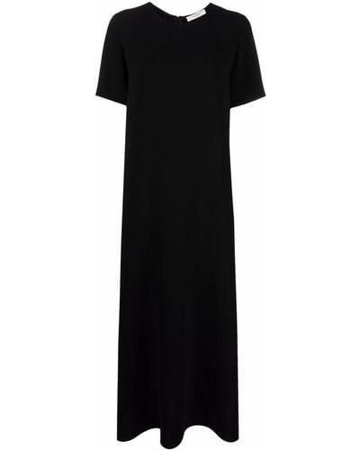 The Row Short-sleeve Maxi Silk Dress - Black