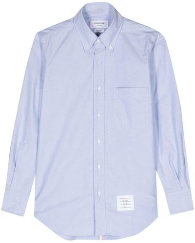 Thom Browne Button-down Collar Cotton Shirt - Blue