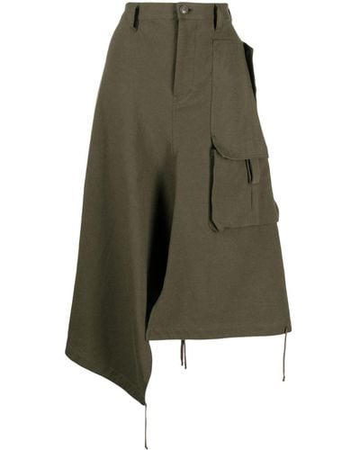 Yohji Yamamoto Asymmetric Cargo Midi Skirt - Green