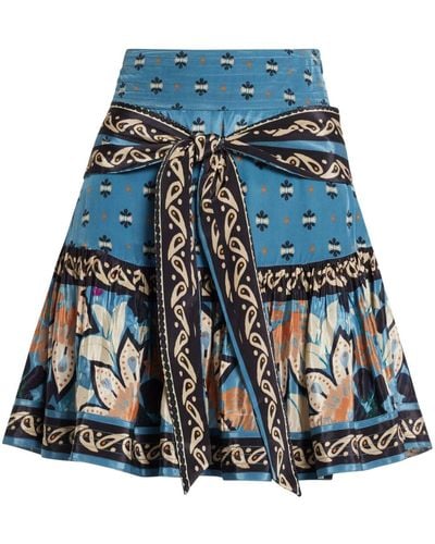 FARM Rio Tied-waist Short Skirt - Blue