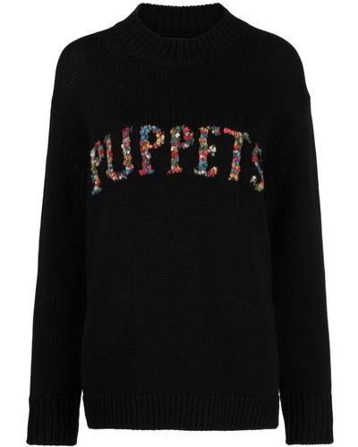 Puppets and Puppets Logo-embroidered Sweater - Black
