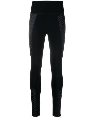Versace Panelled-monogram leggings - Black