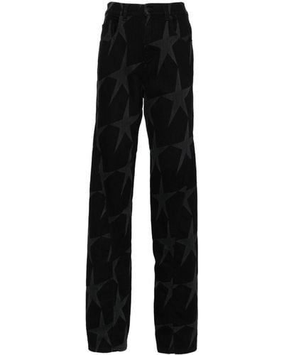 Mugler Star-print Straight-leg Jeans - Black