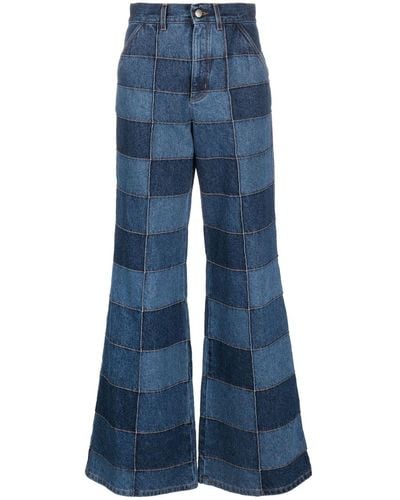 Chloé Weite Jeans im Patchwork-Look - Blau