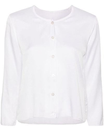Private 0204 Round-neck Silk Shirt - White