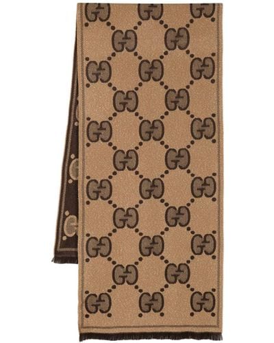 Gucci Sjaal Met GG Logo - Bruin