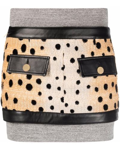 DSquared² Leopard-panelled Mini Skirt - Yellow