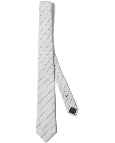 Brunello Cucinelli Gestreifte Krawatte aus Seide - Weiß