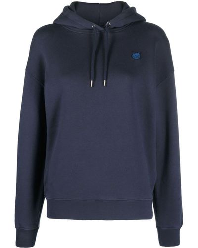 Maison Kitsuné Hoodie Met Geborduurde Tijger - Blauw