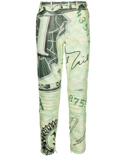 Moschino Leather Straight-leg Trousers - Green