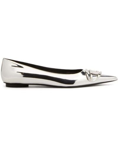 DIESEL D-venus Leather Ballerina Shoes - White