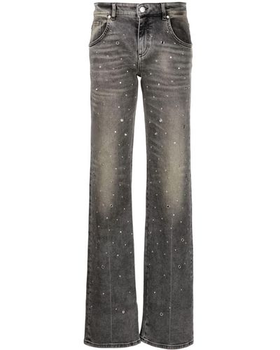 Blumarine Stud-embellished Straight-leg Jeans - Grey