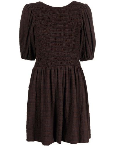 Ganni Gestreepte Mini-jurk - Zwart