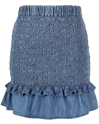 Isabel Marant Smocked Denim Miniskirt - Blue