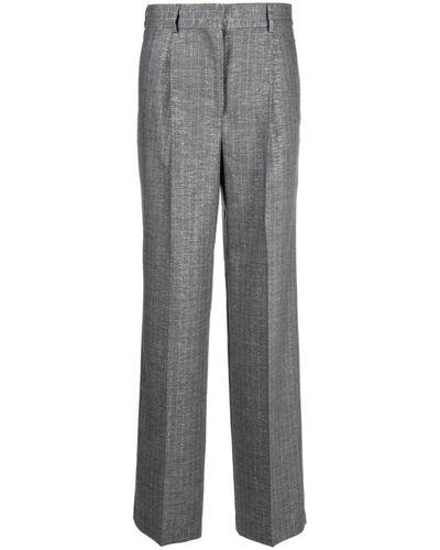 MSGM Shiny Pinstriped Wide-leg Pants - Gray